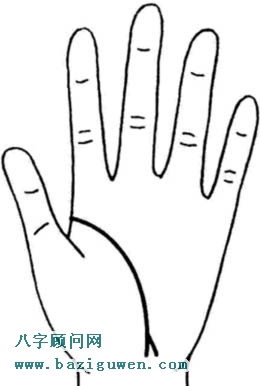 生命线末端分叉呈开叉状的情况